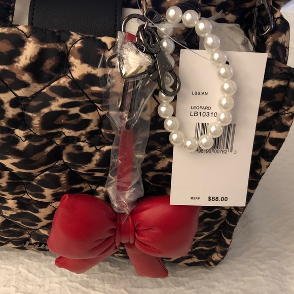 Luv Betsey by Betsey Johnson LBSIAN Quilted Leopard Satchel + Bag Charms NWT - Picture 9 of 16